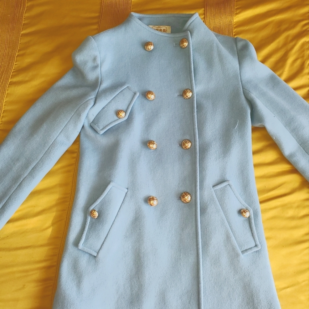 Powder blue double breasted coat